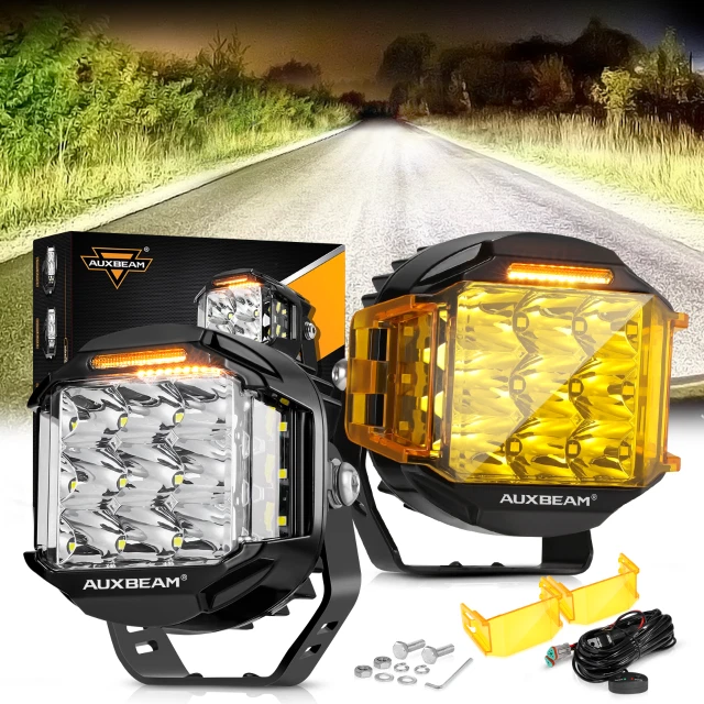 Barra de luz de trabajo LED redonda de 5 pulgadas DRL Spot Pods para BMW Chevy Mazda Mercedes-Benz Foto 3 de 4