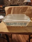Vintage Pyrex Turquoise Amish Butter Print 1 1/2 Quart Casserole Dish 0503 LID