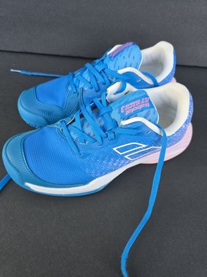 Babolat Jet Mach 3 All Court Girl Tennis Shoes Blue Pink Kids US 4 EUR 36