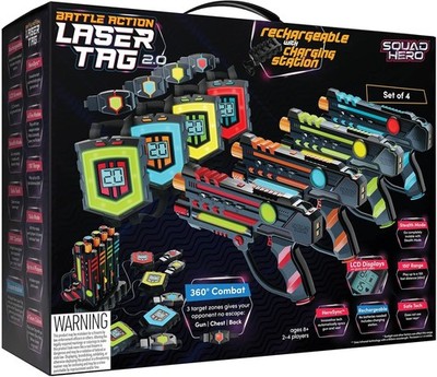 Rechargeable Laser Tag 360° Sensors + LCDs - Set of 4 - Easter Gift Ideas for...
