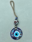 Evil Eye Wall Hanging with Ottoman Tile Motif, Glass & Ceramic Beads