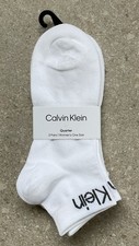 Image of Calvin Klein Jeans Women's Quarter White Trainer Socks One Size Pack Of 3 Pairs