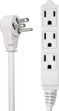 Flat Multiple Outlet Extension Cord 20 Ft for Indoor Use by Electes- White 