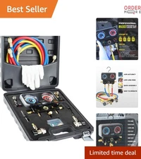 AC Manifold Gauge Set Aluminum Brass R134a R22 R12 R502 for Automotive Diagno...