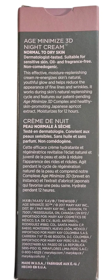 Mary Kay Timewise 089006 Age Minimize 3D Night Cream -Normal To Dry  1.7oz NOS  - Image 4 of 4