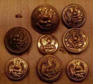 Lot Of 7 US Brass Eagle Buttons Blazer Military Coat Buttons