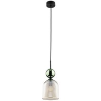 HäNgelampe Glas Metall Schwarz E14 Cognac GrüN B:13 Cm Esszimmer Pendelleuchte