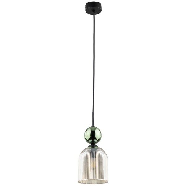 HäNgelampe Glas Metall Schwarz E14 Cognac GrüN B:13 Cm Esszimmer Pendelleuchte-image
