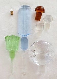 Lot of 7 Vintage Glass Bottle Stoppers Perfume Antique Tops Decanter
