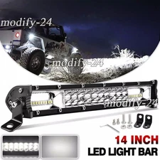 14" inch Led Work Light Bar Dual Row Spot Flood Combo Work 4WD Truck SUV ATV 12"