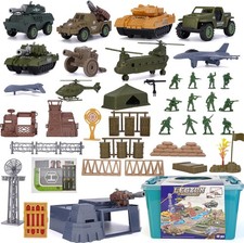 59Pcs Army Men Toys Set Including Military Base, Vehicles, Army Men Action Figur