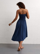 NEW AE Sunchaser Strapless Midi Dress, Dark Indigo