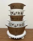 VTG Pyrex EARLY AMERICAN Casserole 5 pc Set (471, 472, 473, 474 & 475) - No Lids