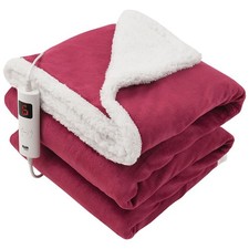 Glamhaus Reversible Luxury Heated Throw Scarlet 160 x 130cm