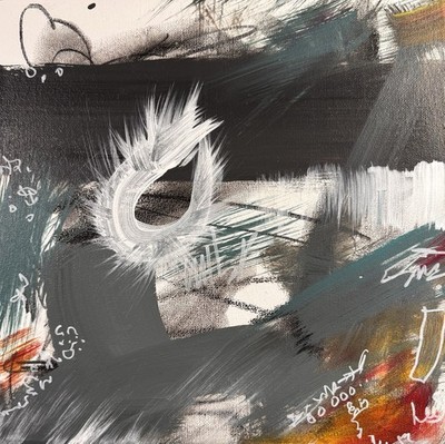 Original Art Abstract Black#1 12x12 Unique Expressionism Abstract