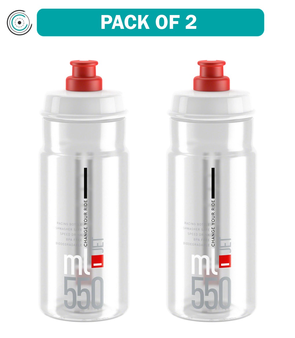 Упаковка из 2 бутылок воды Elite SRL Jet объемом 550 мл - Прозрачная/Красная