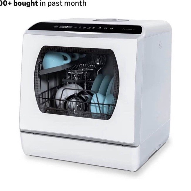 Hermitlux Countertop Dishwasher Glass Door Portable Built-in Water Tank 5 Progr…