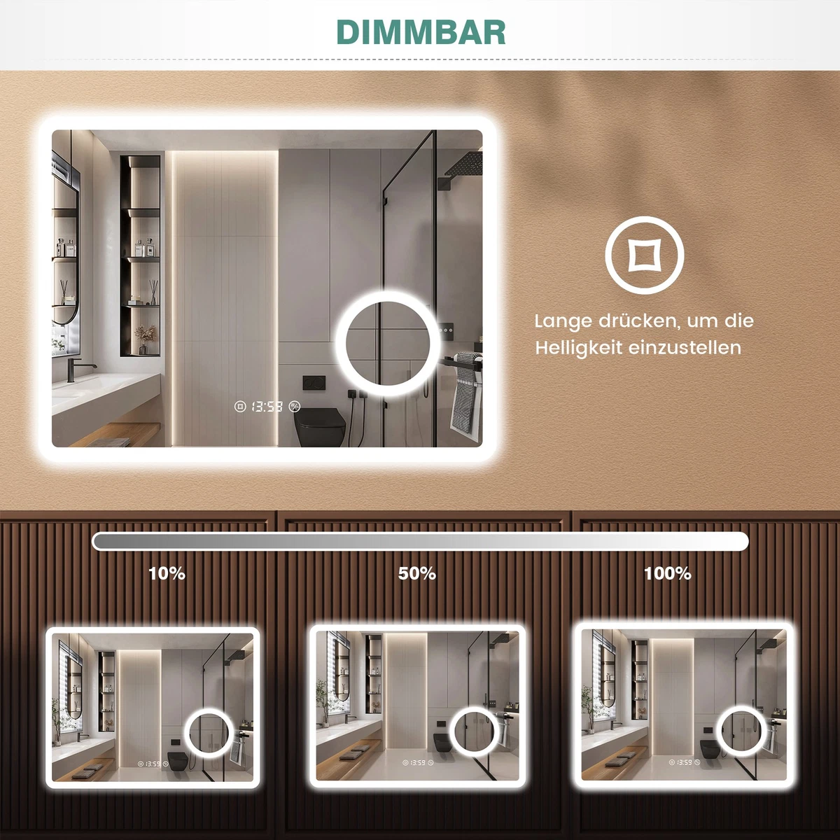 LED Badezimmerspiegel mit Beleuchtung Badspiegel Wandspiegel Beschlagfrei IP44