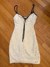 Ivory Stretch Lace Dress with Black Trim | NWT | Windsor | Size Medium