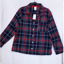 Vera Bradley Plaid Pajama Top Long Sleeve Button Up Lounge Sleepwear L/G