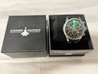 CHASE DURER CDW-0089 GREEN DIAL QUARTZ CHRONOGRAPH STEEL LEATHER WATCH  46MM