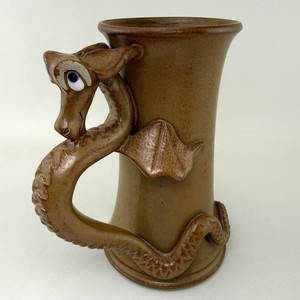 Vtg 1987 Sculpted Dragon XL Mug Pottery D&D Ren Fest Fantasy Whimsical Hogenson