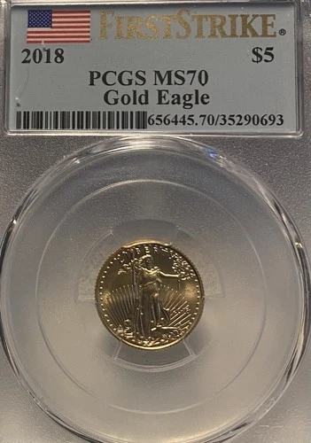 $5 2018 Gold Eagle PCGS MS70 First Strike US Flag Dye Variant