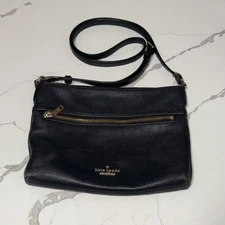 Kate Spade Jackson Street Gabriele Pebbled Black Leather Adjustable Crossbody