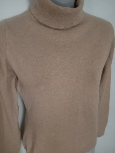 Vintage St Michael Beige Women's 10 Cashmere Turtle Neck Long Sleeve Sweater 
