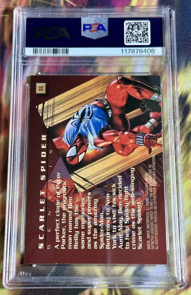 1996 Marvel Masterpieces SCARLET SPIDER PSA 8 #86 LOW POP Base Set XMEN Card - Image 2 of 2