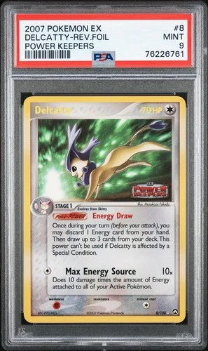 2007 POKEMON EX POWER KEEPERS #8 DELCATTY-REVERSE FOIL PSA 9