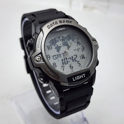 VINTAGE CASIO TWINCEPT DATABANK DATA BANK ABX-23 ANA-DIGI WORLD TIME MEN'S WATCH