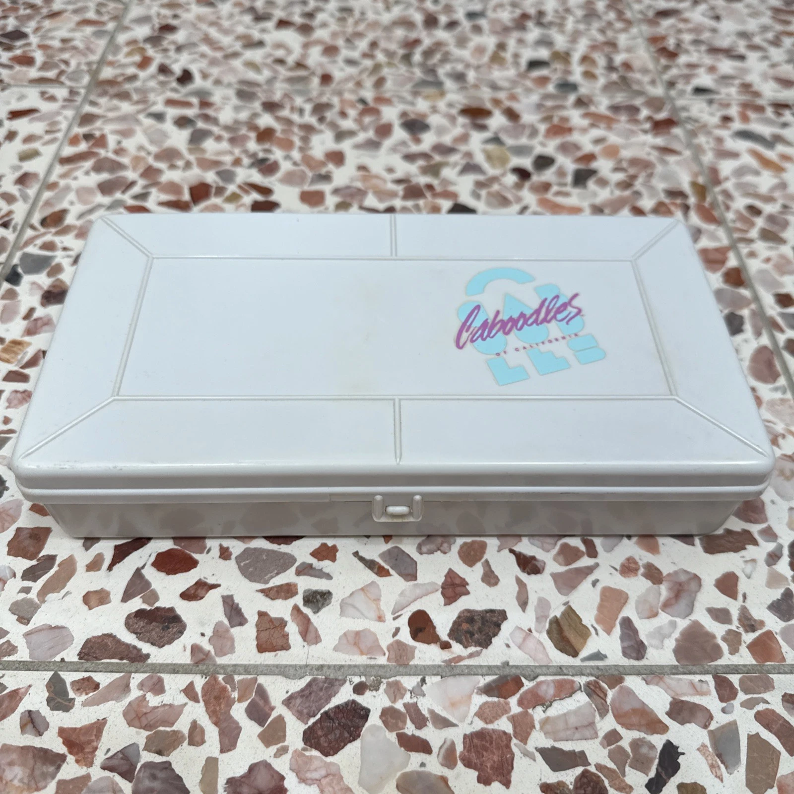 VTG 80s CABOODLES White 8"x4"x1.75" Storage Box Mini Makeup ORGANIZER Travel