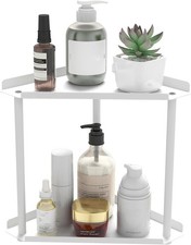 2 Tier Bathroom Counter Organizer Vanity Corner Shelf Skincare Makeup Countertop