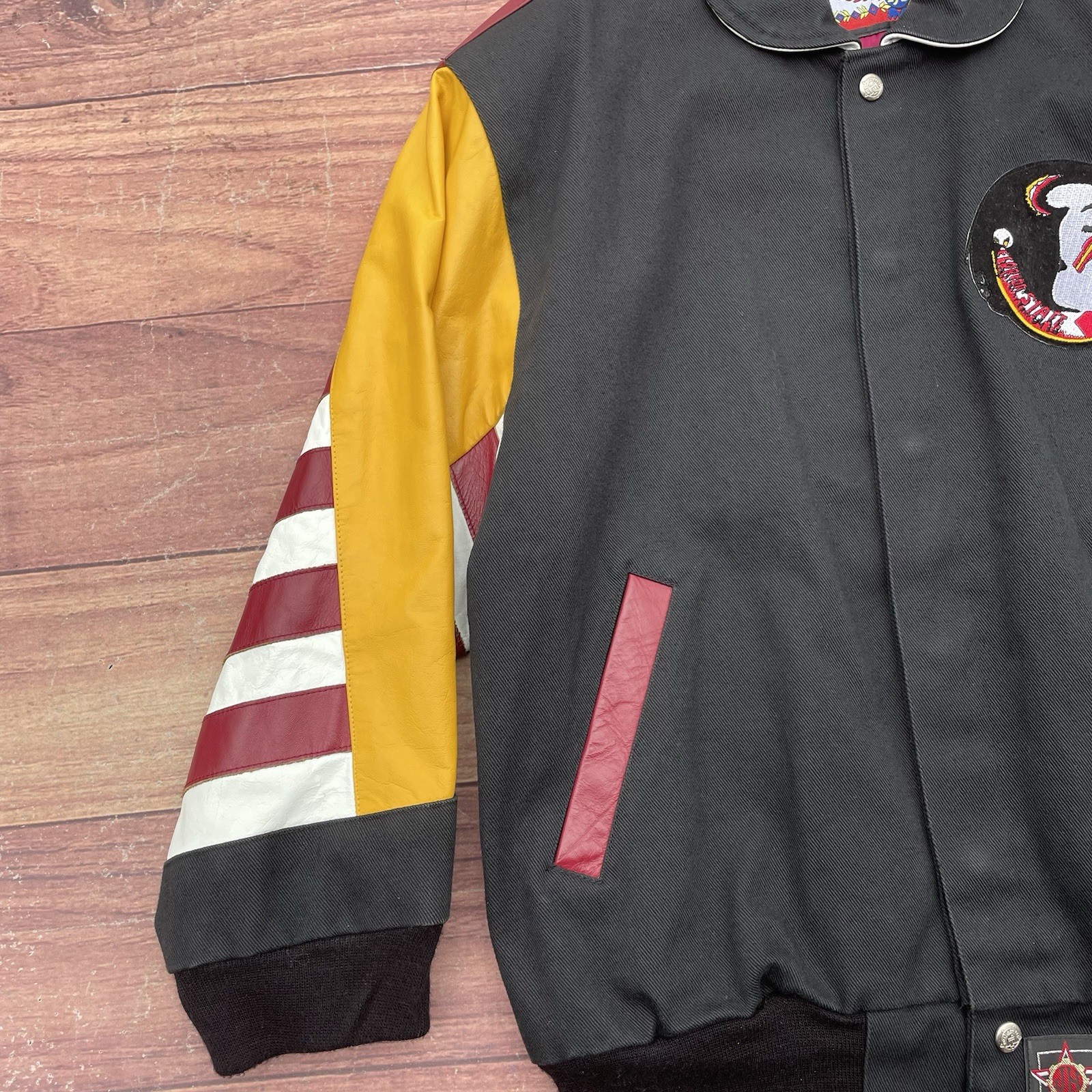 Vintage 90s Jeff Hamilton Florida State Seminoles NCAA Leather Jacket Mens Small