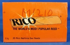 Rico Bari Sax Reeds 1.5 Orange Box of 25 Baritone Saxophone Reed New Old Stock