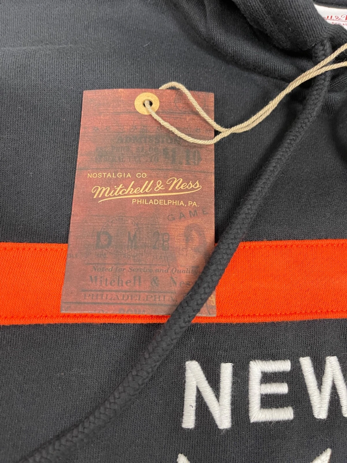 Men's New York Mets Mitchell & Ness Black Head Coach Pullover Hoodie NWT Size L