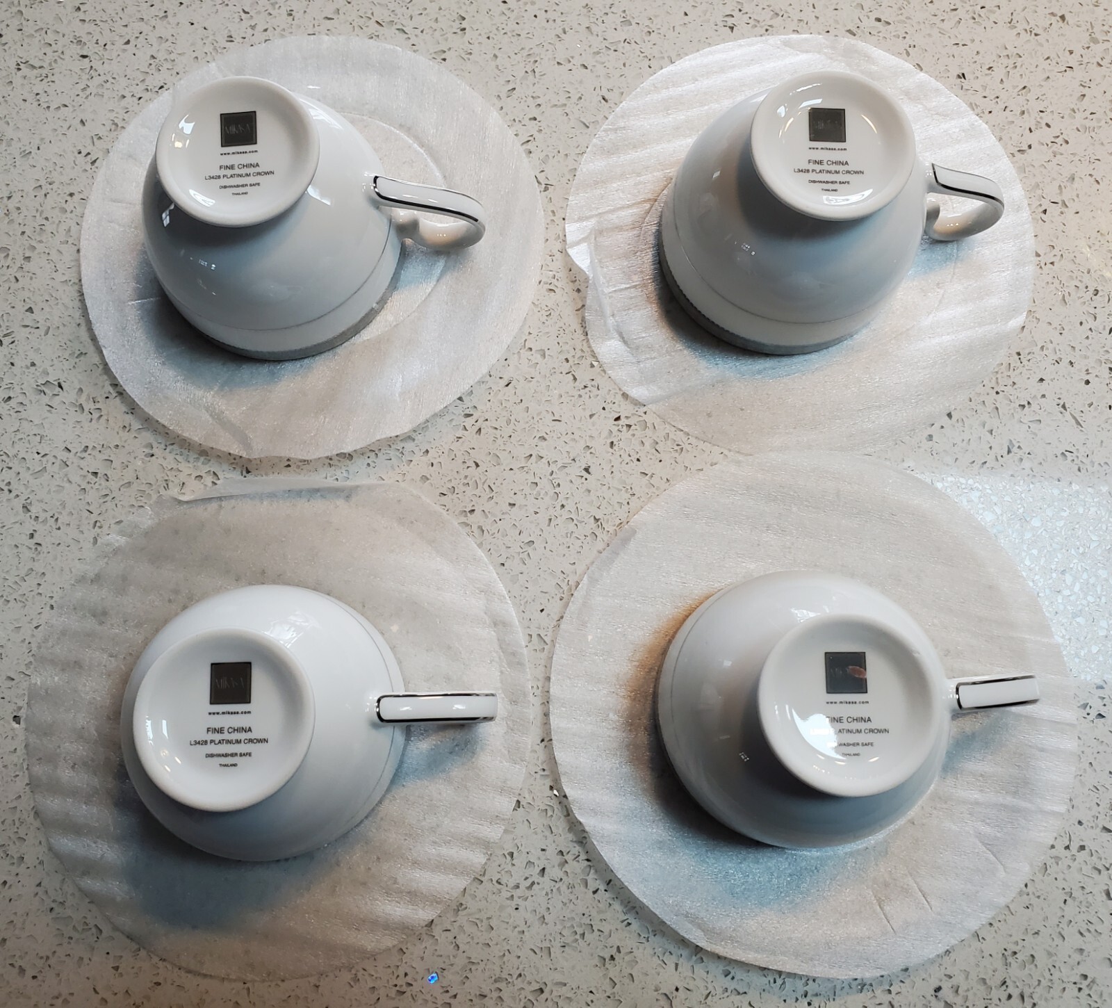 MIKASA FINE CHINA SET OF 8 TEA CUP AND SAUCER PLATINUM CROWN L3428 - BRAND NEW