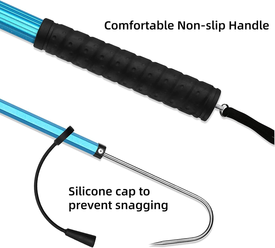 Telescopic Fishing Gaff Aluminum/Fiberglass Pole with Nonslip Rubber