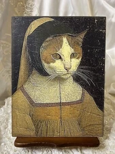 Cat Lady Primitive Folk Art Handcrafted Plaque Sign #1