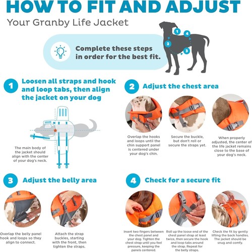 Outward Hound Dog Life Jacket XS Granby Splash Safety Vest Orange Adjustable - Picture 3 of 7