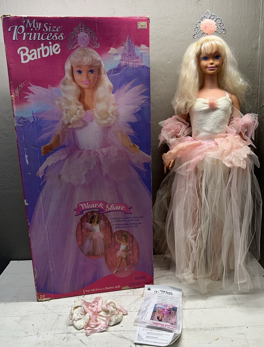 Barbieページ 1995 My Size Princess Barbie Wear & Share 3' Doll Original
