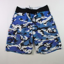 Pelagic Men Size 30 Blue Wildlife Print Camo Board Shorts Fishing Swim Trunks