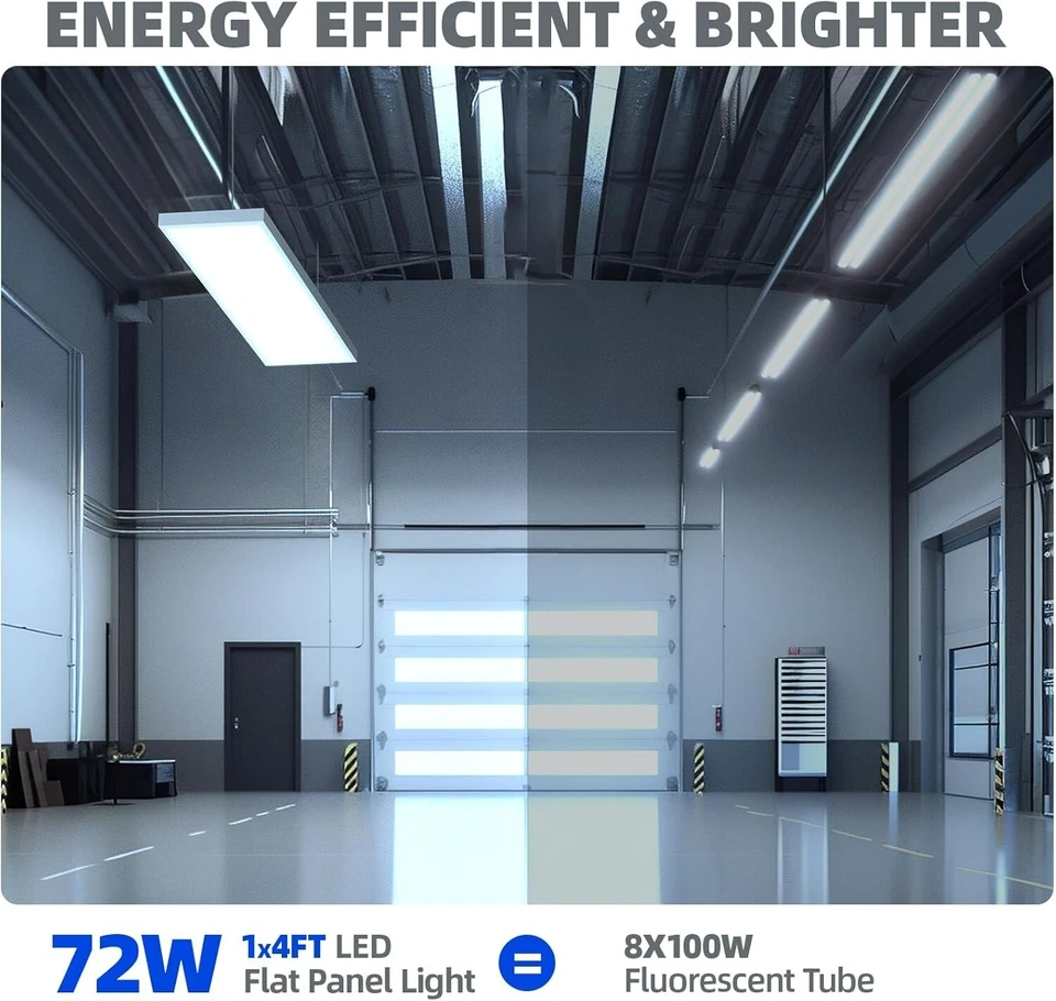 PACK DE 2 LUCES LED 72W 1x4 de panel plano 5CCT seleccionables 4 pies LED tienda luz de techo Foto 4 de 4