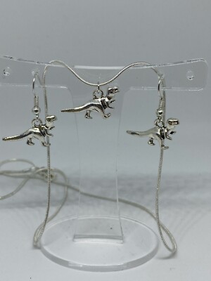 Handmade Dinosaur T-Rex, Diplodocus and Stegosaurus Earrings and Necklace Set