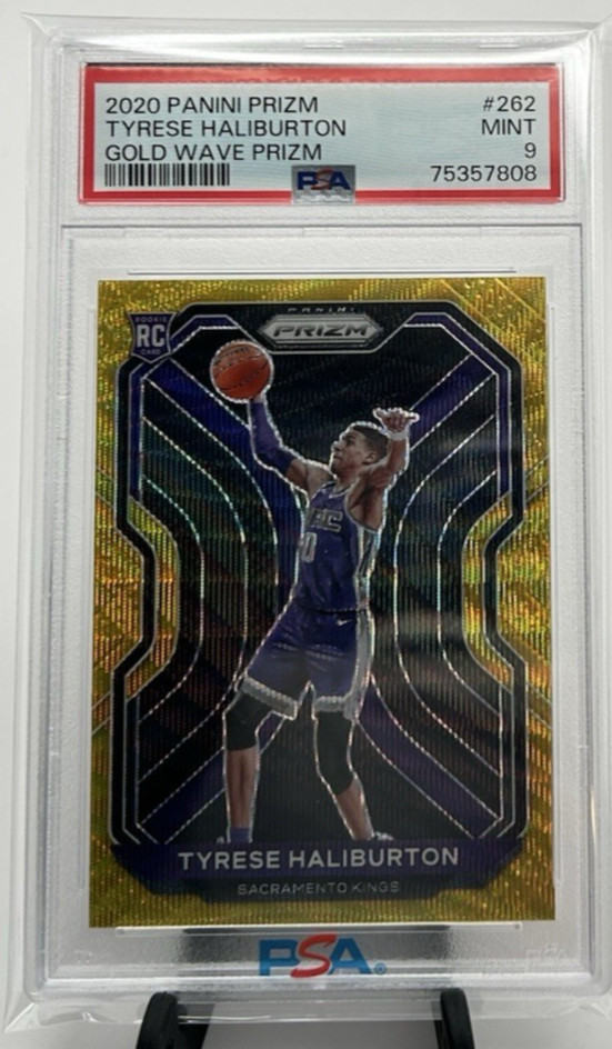 2020-21 Panini Prizm Tyrese Haliburton #262 Gold Wave Prizm Card PSA 9 RC