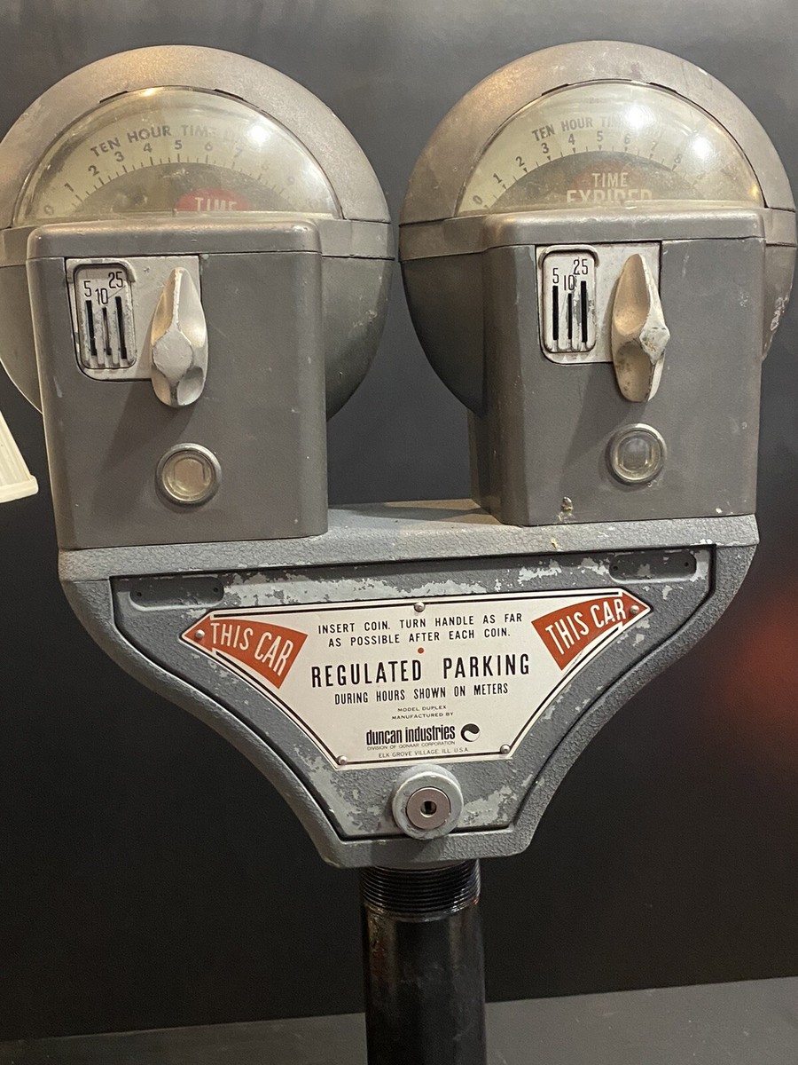 Vintage Gray Duncan 60 Double Head Parking Meter And Key