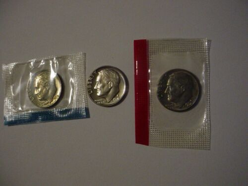 1978 Roosevelt Dimes D&P Mints W/Sweet Proof Coin Included 3 Coins total! 0 S&H! - Afbeelding 1 van 5