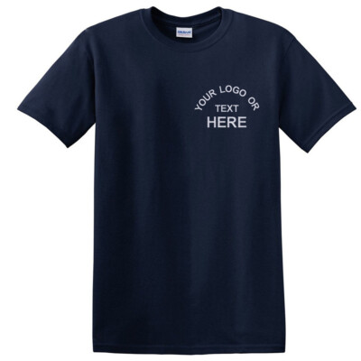 Custom Embroidered T-Shirt Personalized With Your Text Logo Gildan Heavy Cotton