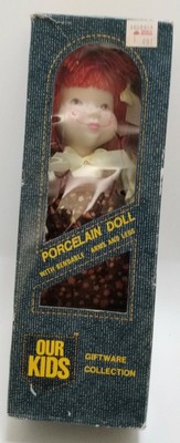 VTG Jane McDowell Our Kids Giftware Porcelain Redhead Freckle Face 10'' Girl Doll